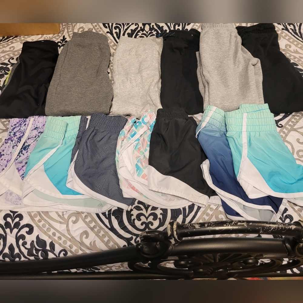 7 pairs of running shorts and 6 pairs of joggers